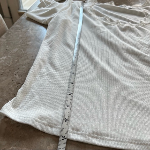 Socialite long sleeve scoop neck top in ivory color - Picture 7 of 9